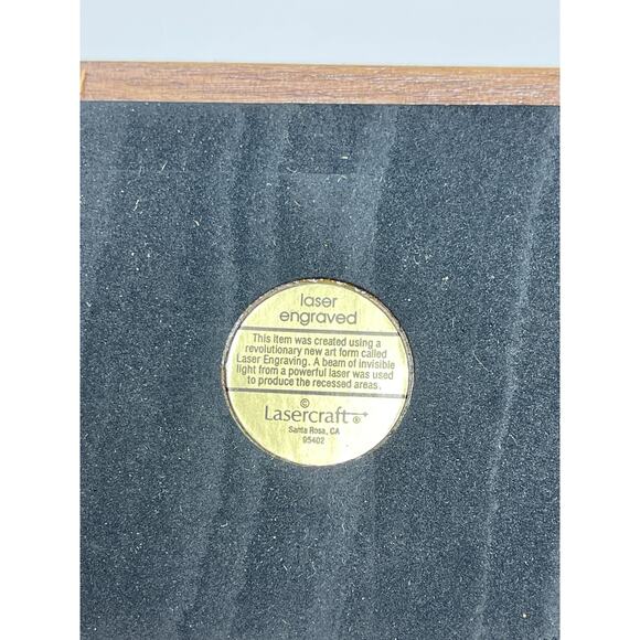 Vintage Desk Set -Gold Pen by Lasercraft ~Solid American Walnut With Tree Design - Picture 12 of 14